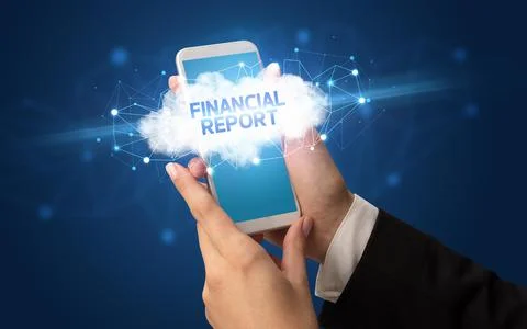 Hand using smartphone with cloud business concept Foto stock