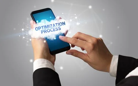 Hand using smartphone with cloud business concept Foto stock