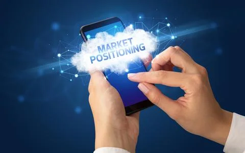 Hand using smartphone with cloud business concept Stock Photos
