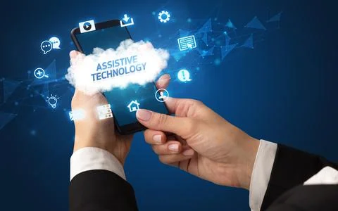 Hand using smartphone with cloud technology concept Stock Photos