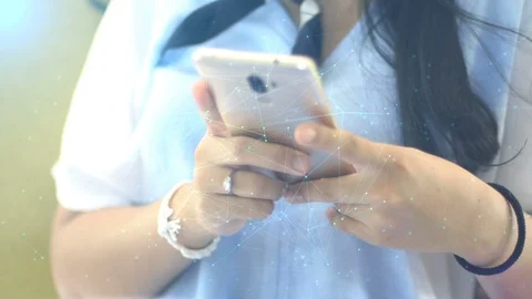Hand using smartphone connecting, Social network concept Stock Footage 115245836