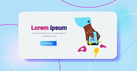 Hand using smartphone digital addiction social media communication concept Stock Illustration