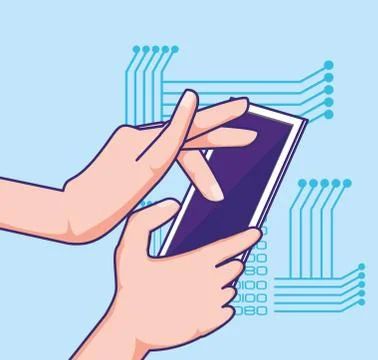 Hand using smartphone with fintech concept 스톡 일러스트