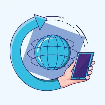 Hand using smartphone with fintech concept Stock Illustration