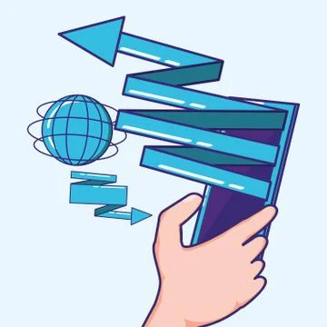 Hand using smartphone with fintech concept 스톡 일러스트
