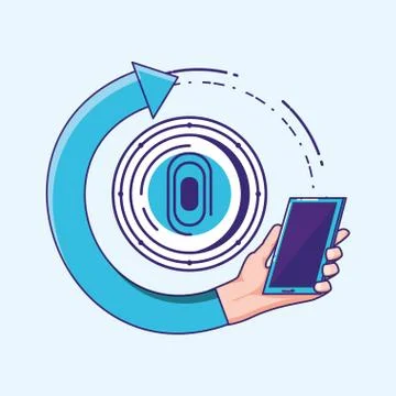 Hand using smartphone with fintech concept イラスト素材