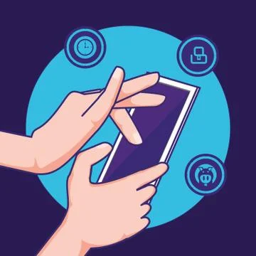 Hand using smartphone with fintech concept Stock Illustration