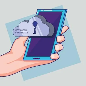Hand using smartphone with fintech concept Stock Illustration