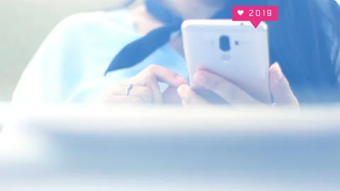 Hand using smartphone with love icons. social media concept Stock-Footage 147706117