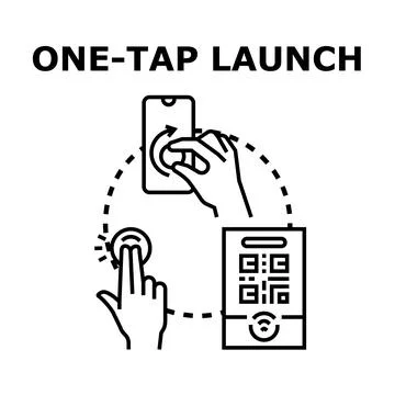 Hand using smartphone for one tap launch app Stock-Illustration