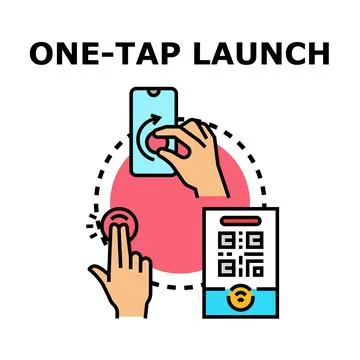 Hand using smartphone for one tap launch app イラスト素材