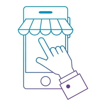 Hand using smartphone with parasol icon 스톡 일러스트