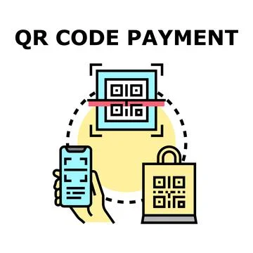 Hand using smartphone for qr code payment Illustrazione stock