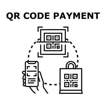 Hand using smartphone for qr code payment Stock-Illustration