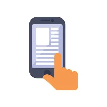 Hand using smartphone for reading news or articles Stock Illustration