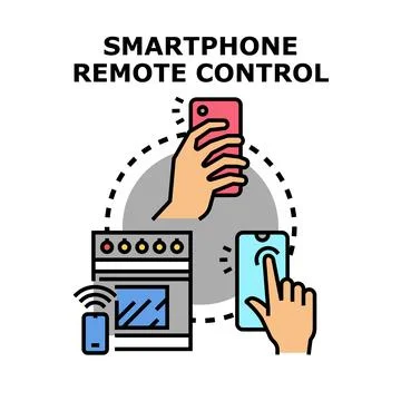 Hand using smartphone for remote smart home control イラスト素材