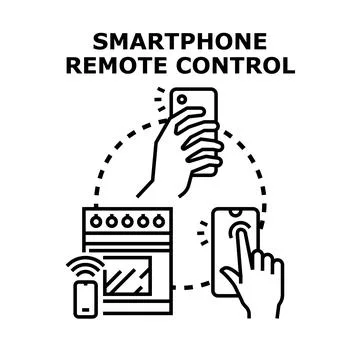 Hand using smartphone for remote smart home control イラスト素材