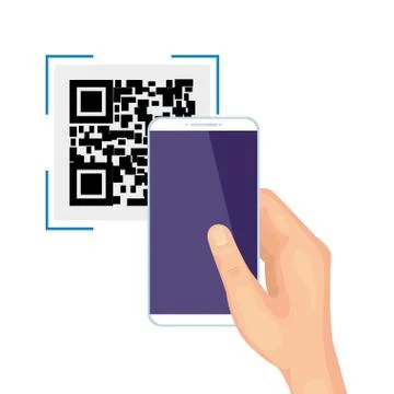 Hand using smartphone with scan code qr Stock Illustration