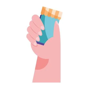Hand using smartphone with store parasol Stock Illustration
