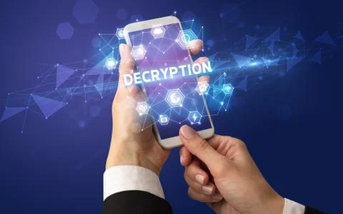 Hand using smartphone with technology concept Stock Photos