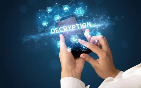 Hand using smartphone with technology concept Stock Photos