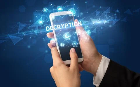 Hand using smartphone with technology concept Stock Photos