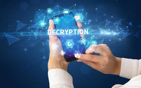 Hand using smartphone with technology concept Stock Photos