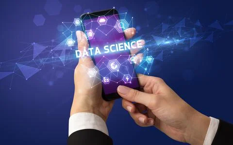 Hand using smartphone with technology concept Foto stock