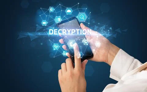 Hand using smartphone with technology concept Stock Photos