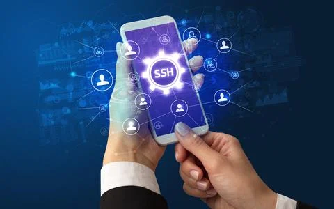 Hand using smartphone with technology concept Stock Photos