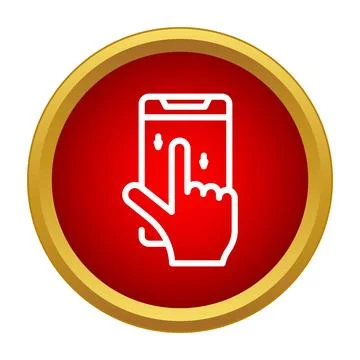 Hand using smartphone touch screen scrolling gesture icon Illustrazione stock