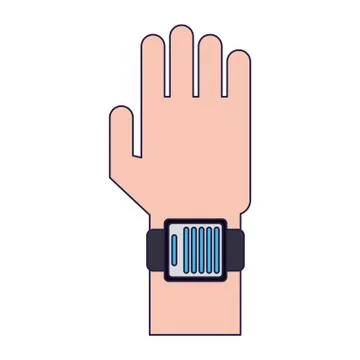 Hand using smartwatch blue lines Stock Illustration