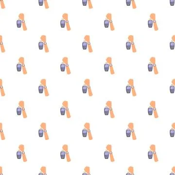 Hand using smartwatch for contactless payment pattern Stock Illustration