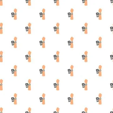 Hand using smartwatch for secure contactless payment pattern Stock Illustration