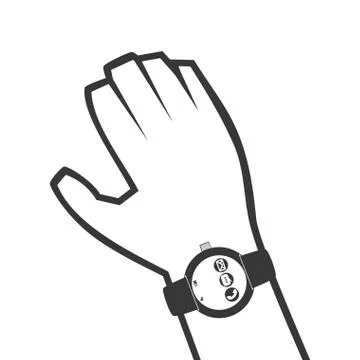 Hand using smartwatch technology with apps set Illustrazione stock