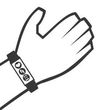 Hand using smartwatch technology with apps set Illustrazione stock