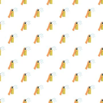 Hand using spray sanitizer cleaner hygiene seamless pattern Stock Illustration