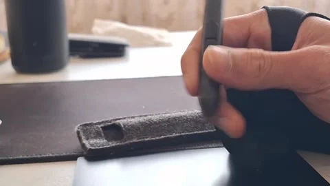 Hand Using Stylus on Digital Drawing Tablet Stock Footage 331456718
