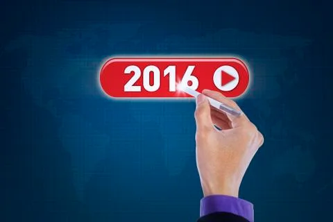 Hand using stylus pen to press numbers 2016 Stock Illustration