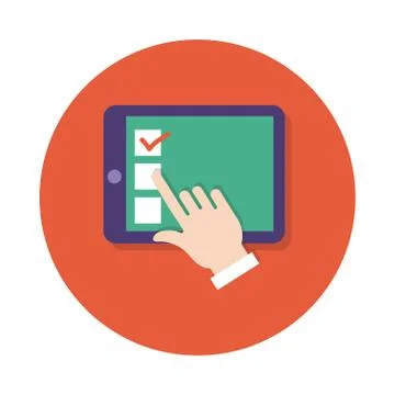 Hand using tablet block and flat style 스톡 일러스트