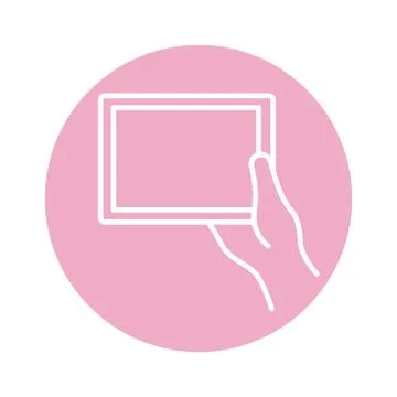 Hand using tablet device block style icon 스톡 일러스트