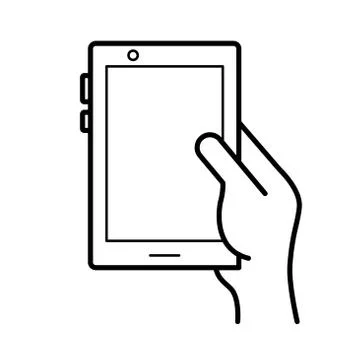 Hand using tablet device line style icon 스톡 일러스트