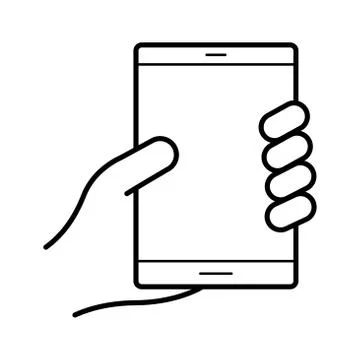 Hand using tablet device line style icon 스톡 일러스트