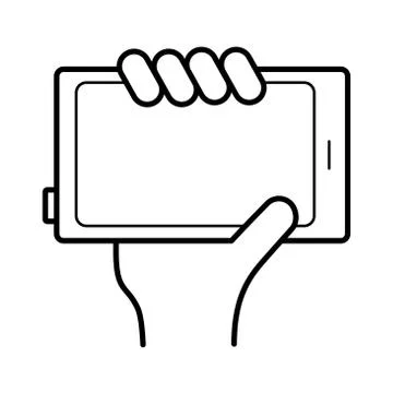 Hand using tablet device line style icon 스톡 일러스트