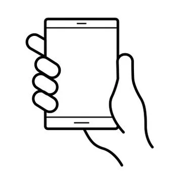 Hand using tablet device line style icon 스톡 일러스트