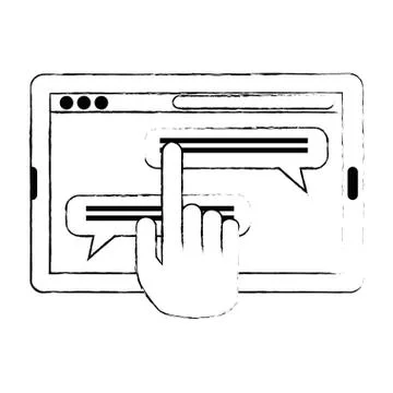 Hand using tablet electronic Stock Illustration