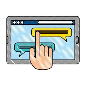 Hand using tablet electronic Illustrazione stock