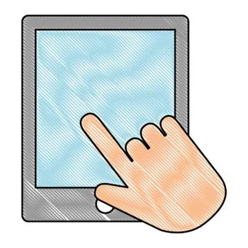 Hand using tablet electronic Illustrazione stock