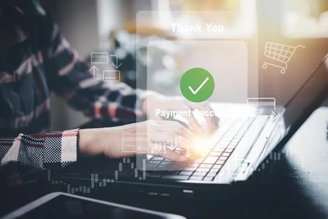 Hand using tablet with Online payment ,Hand touch banking online bill payment Foto stock