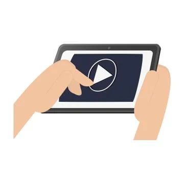 Hand using tablet for video player 스톡 일러스트